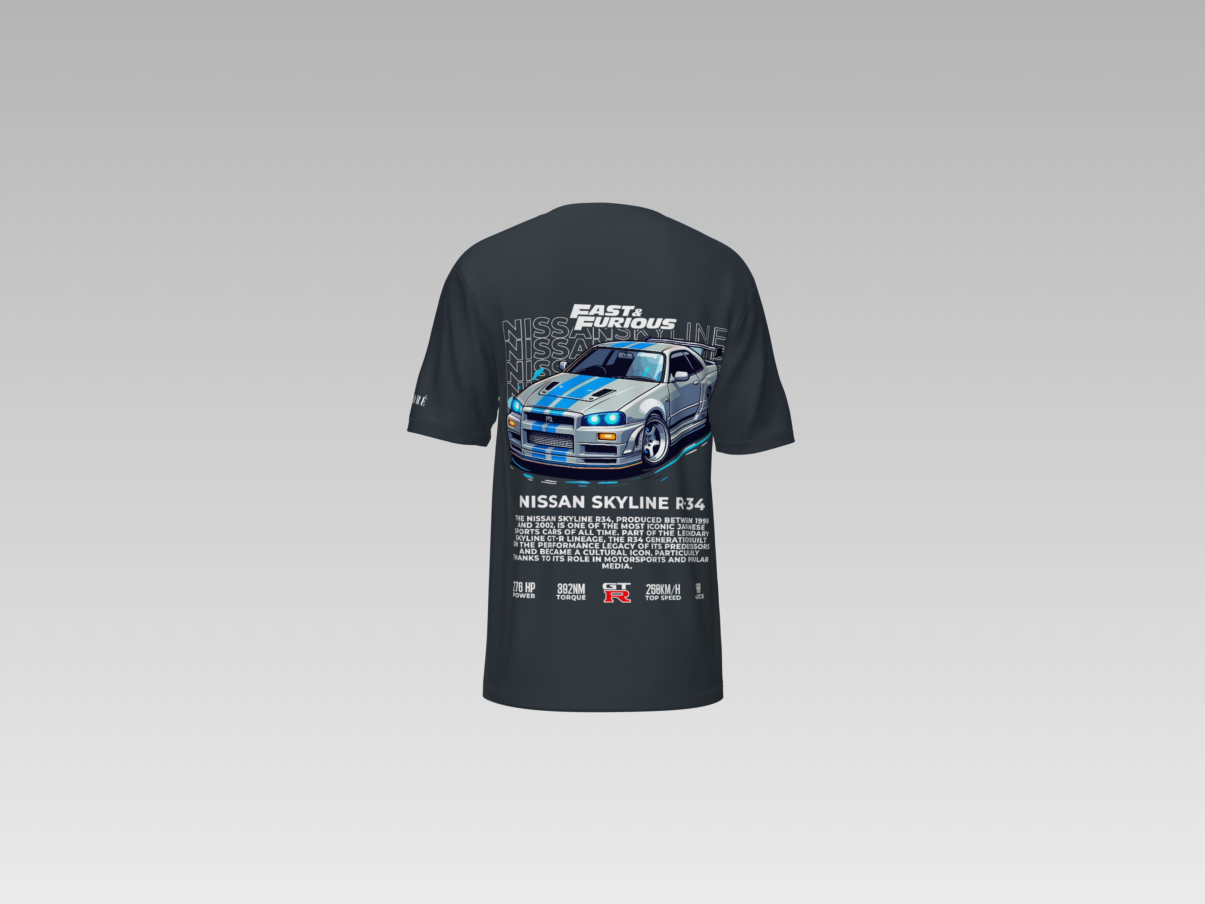 SKYLINE R34 FRONT PRINTED T-SHIRT