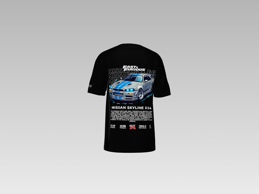 SKYLINE R34 FRONT PRINTED T-SHIRT
