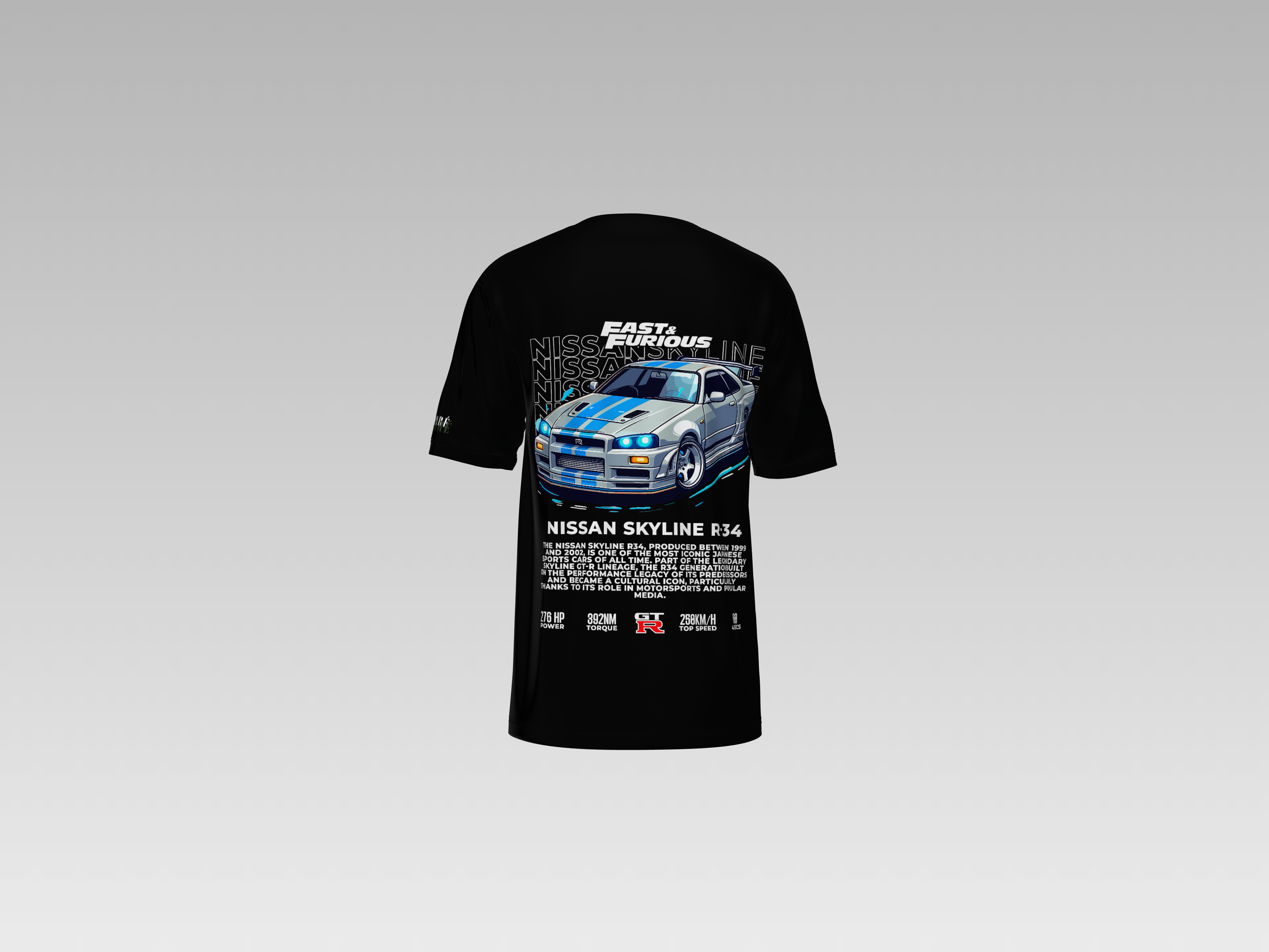 SKYLINE R34 FRONT PRINTED T-SHIRT