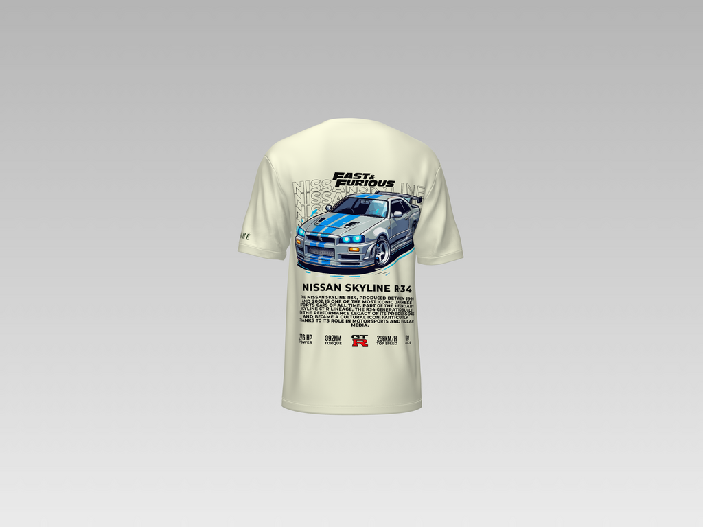SKYLINE R34 FRONT PRINTED T-SHIRT