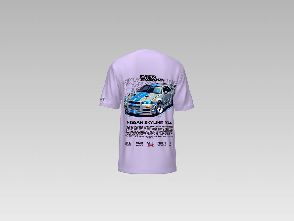 SKYLINE R34 FRONT PRINTED T-SHIRT