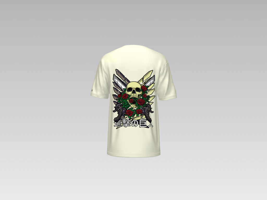 AOT - SKULL AND ROSE PRINTED T-SHIRT