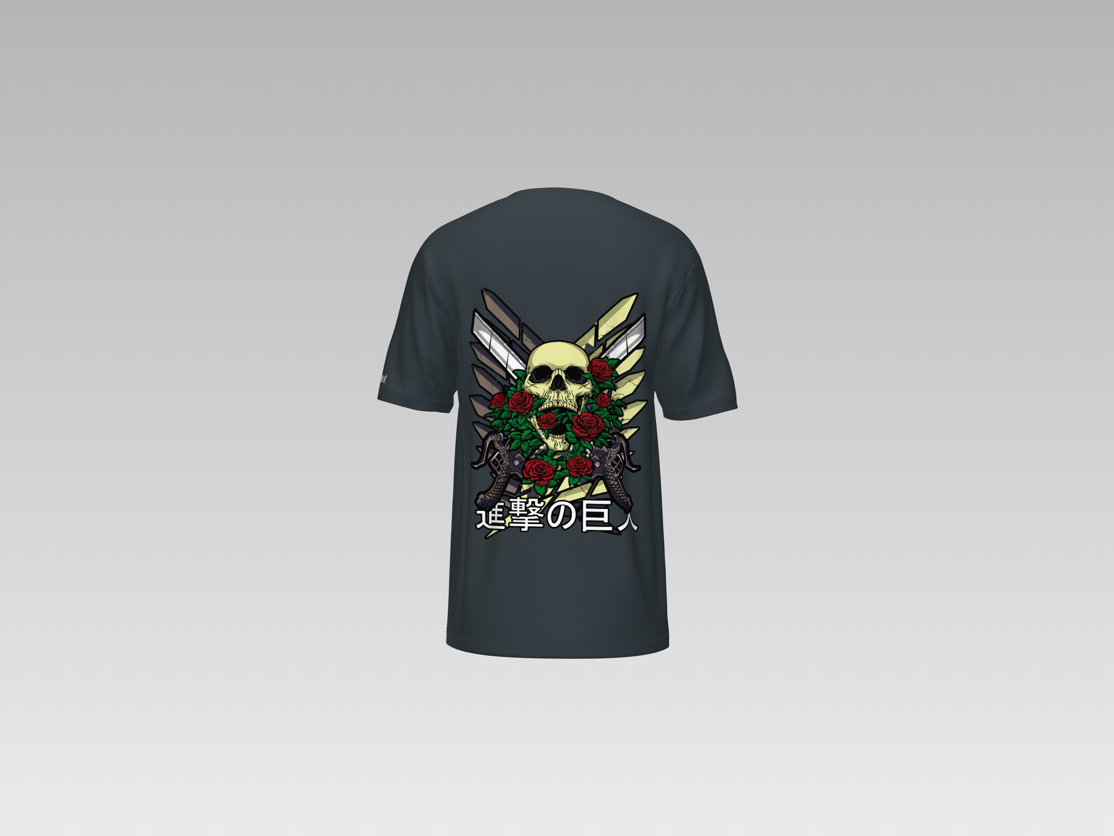 AOT - SKULL AND ROSE PRINTED T-SHIRT