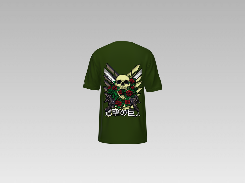 AOT - SKULL AND ROSE PRINTED T-SHIRT